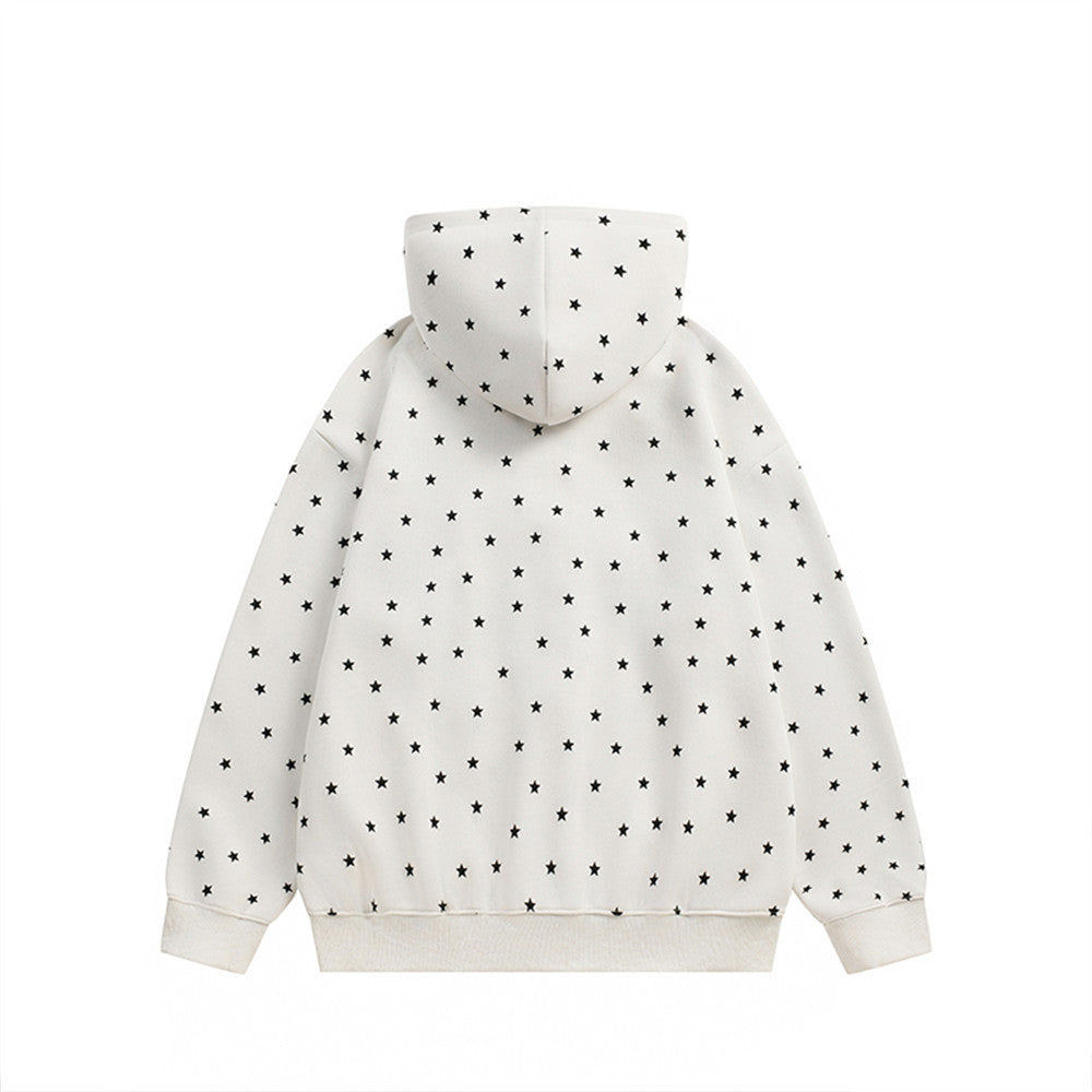 Men's High Street Star All-Over Print Hooded Cardigan Sweatshirt