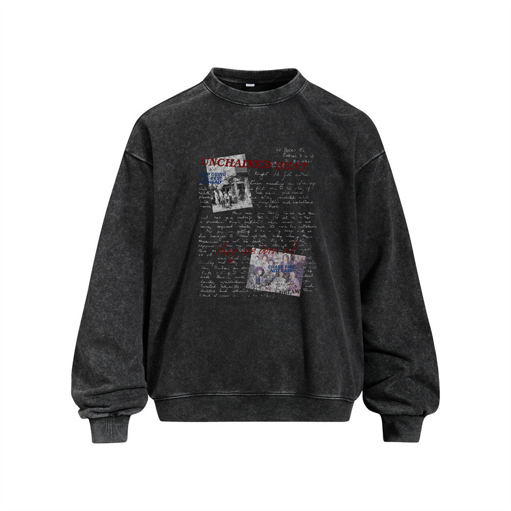 Men's  Vintage Portrait Print Hooded Long Sleeve Pullover Sweatshirt
