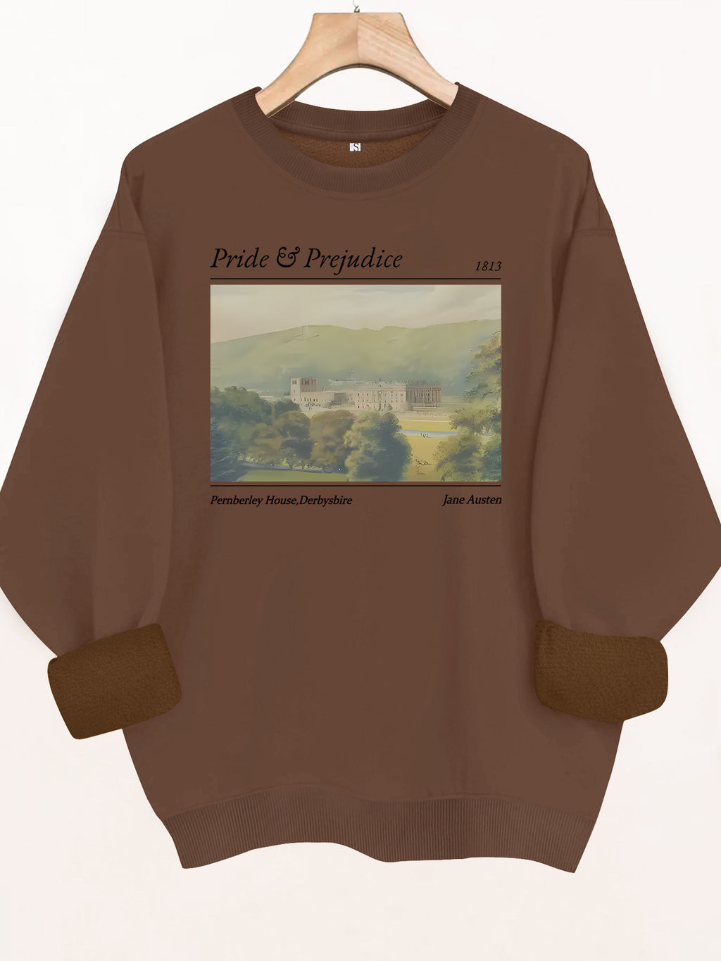 Pride and Prejudice Printed Round Neck Velvet Hoodie