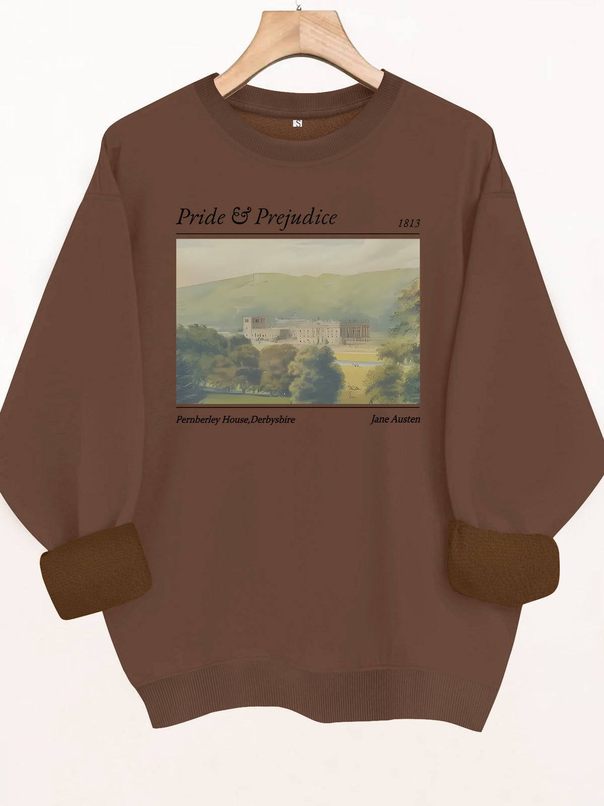 Pride and Prejudice Printed Round Neck Velvet Hoodie