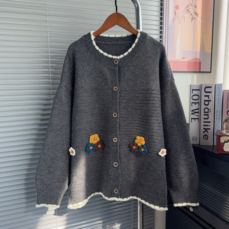 Loose hand embroidered sweater