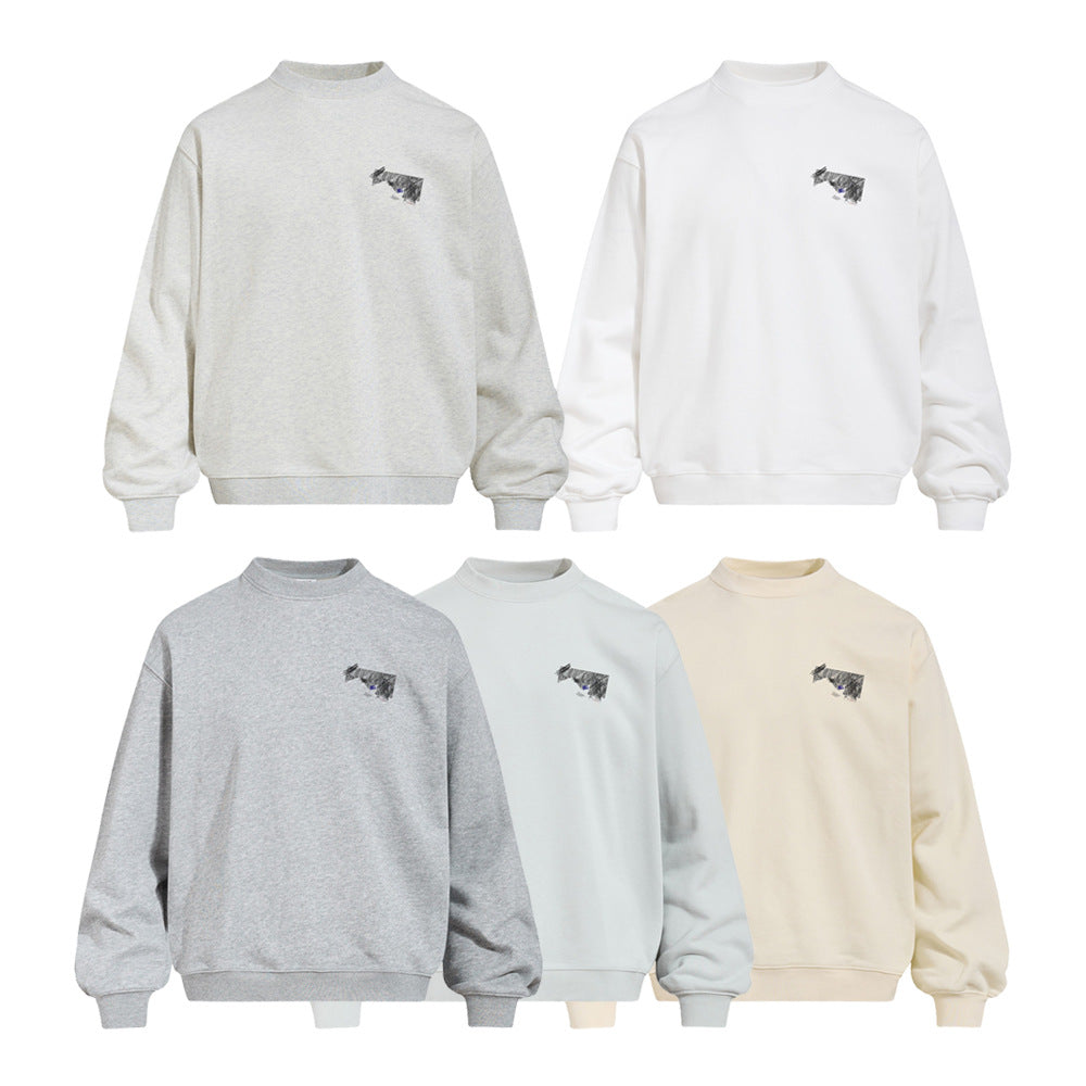 Men's  Graffiti Print Long Sleeve Crew Neck Sweatshirt