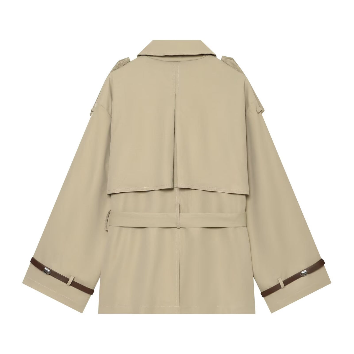 Flip collar double breasted waistband windbreaker jacket