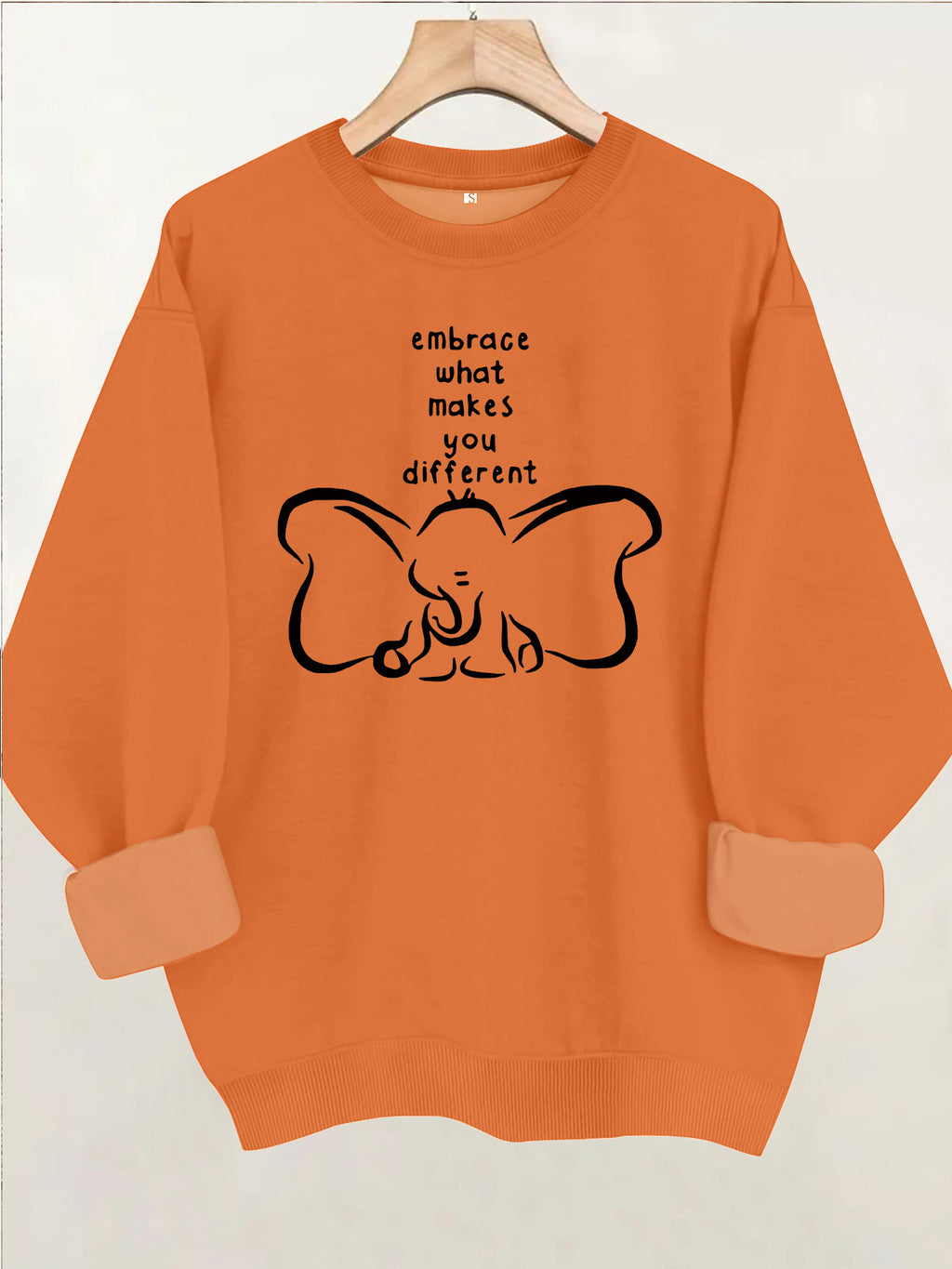 Pattern printed round neck fleece hoodie