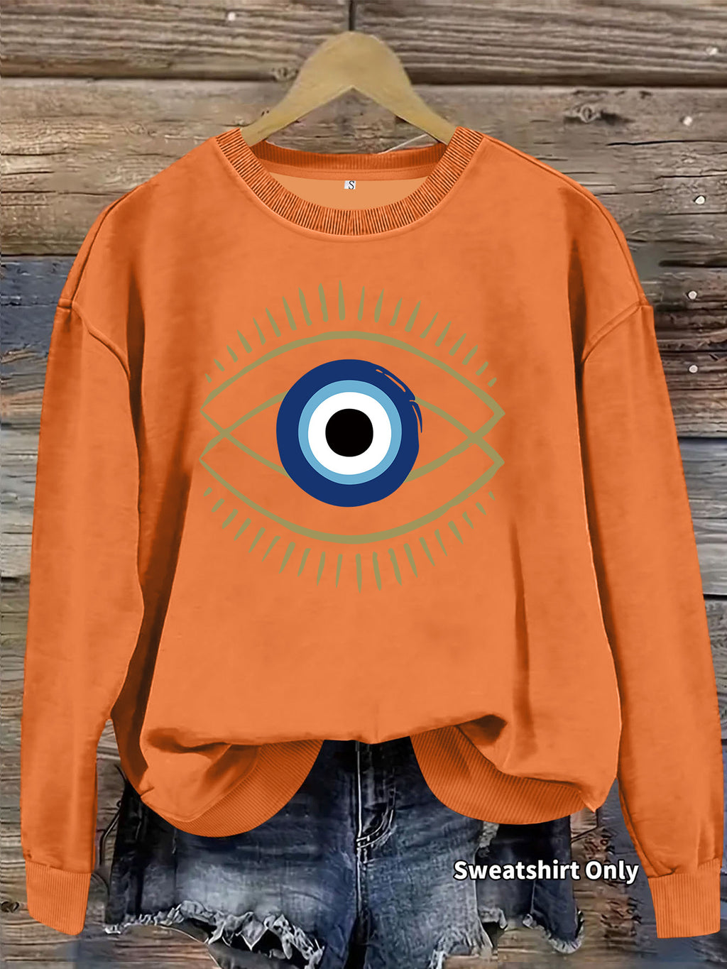 Devil's Eye print loose fleece hoodie
