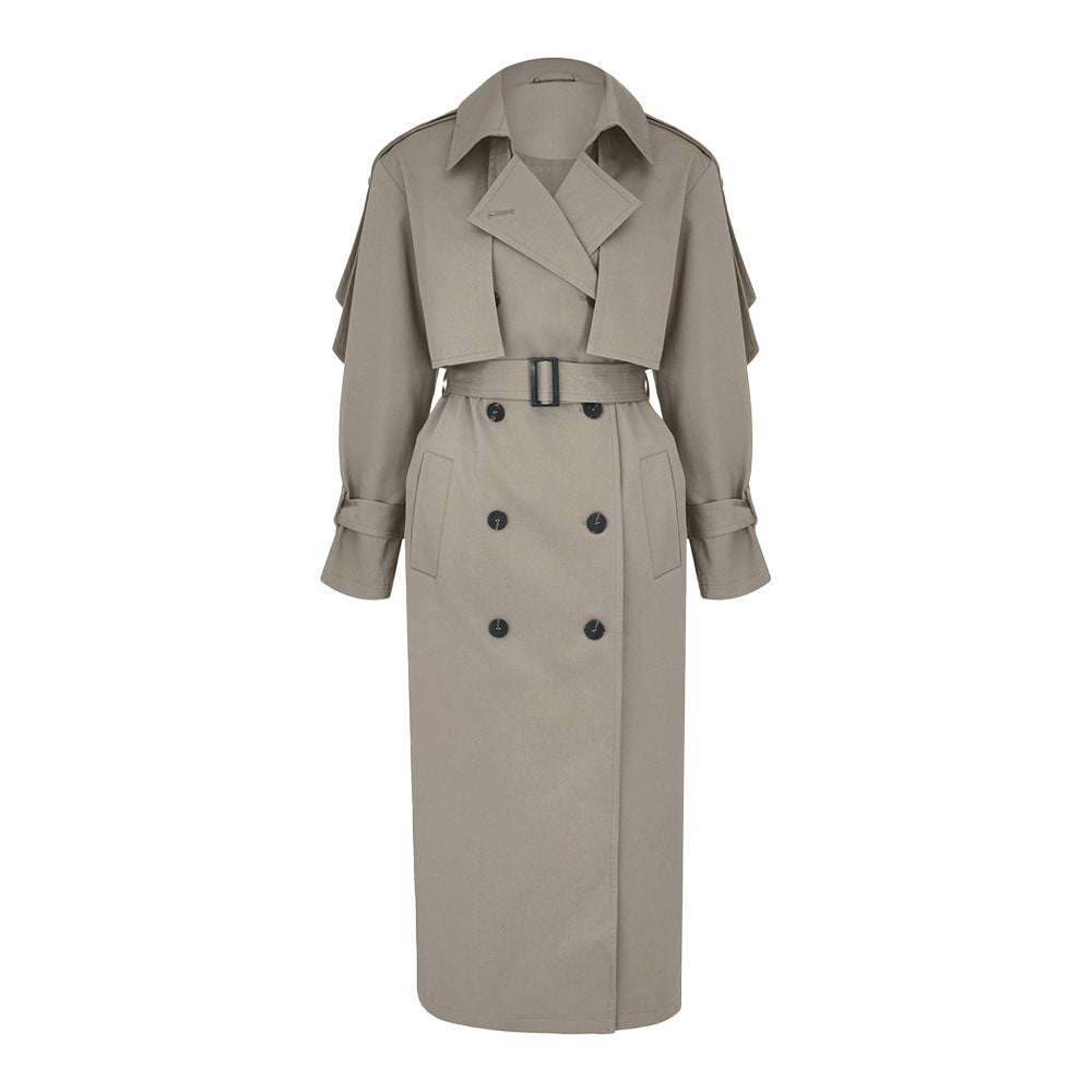 Cotton Belted Long Vintage Loose Trench Coat