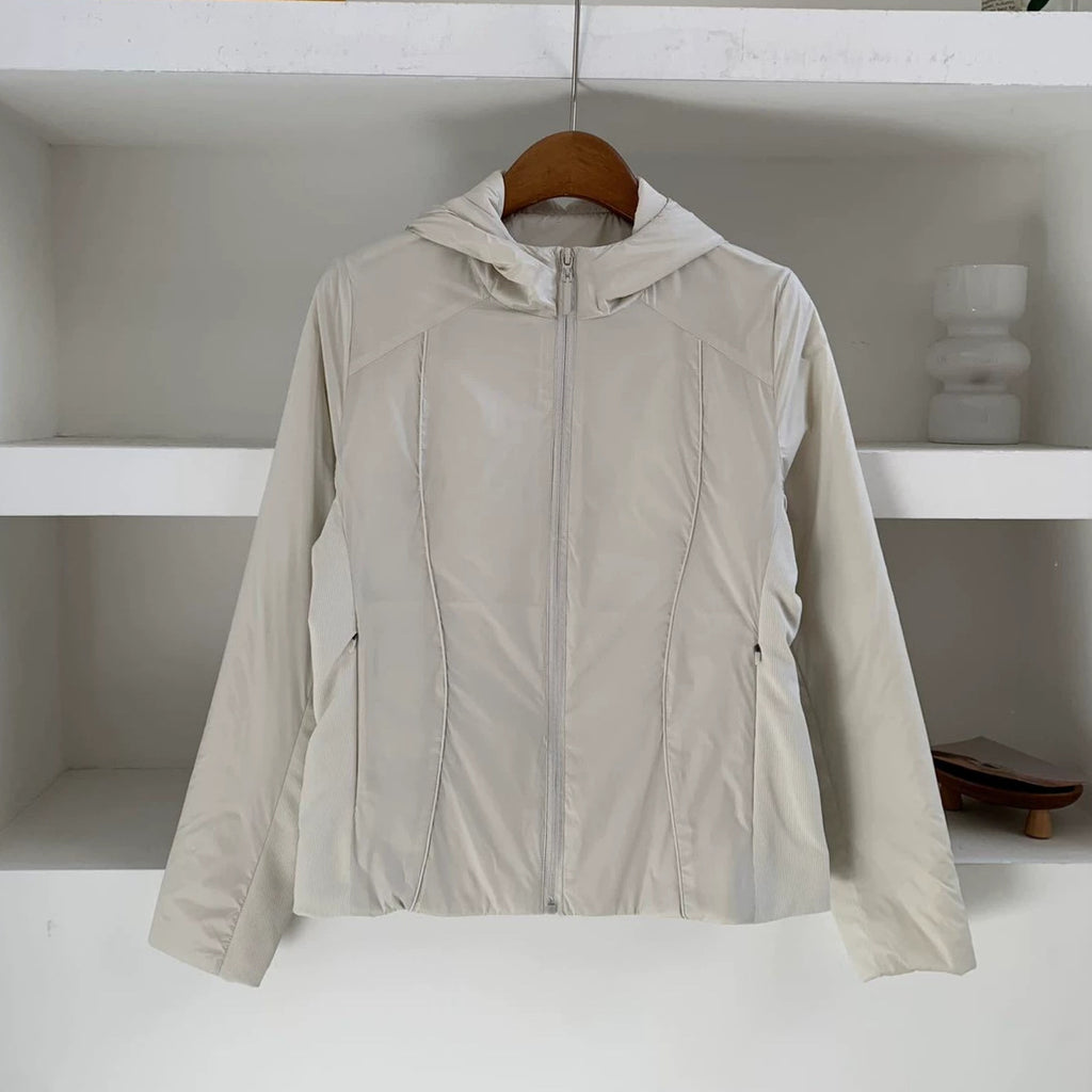 Winter Windproof Cotton Filled Zip Up Hooded Slim Fit Short Jacket