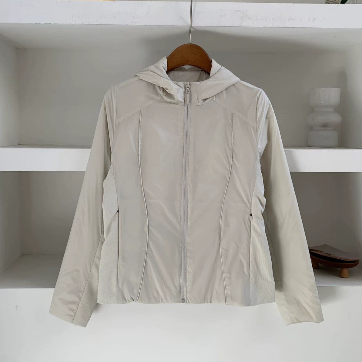 Winter Windproof Cotton Filled Zip Up Hooded Slim Fit Short Jacket