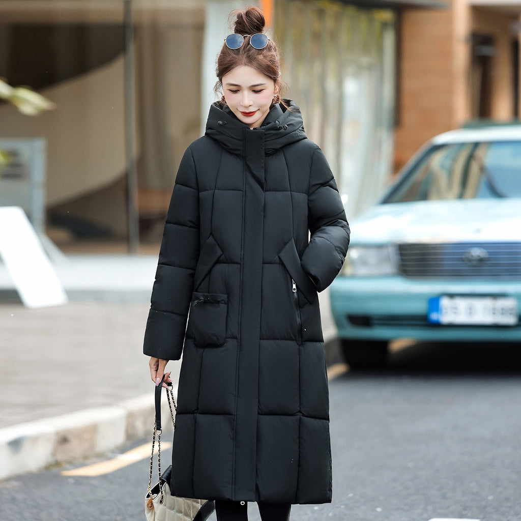 Women's Thickened Cotton-Padded Jacket Slim Fit Knee-Length Winter Coat