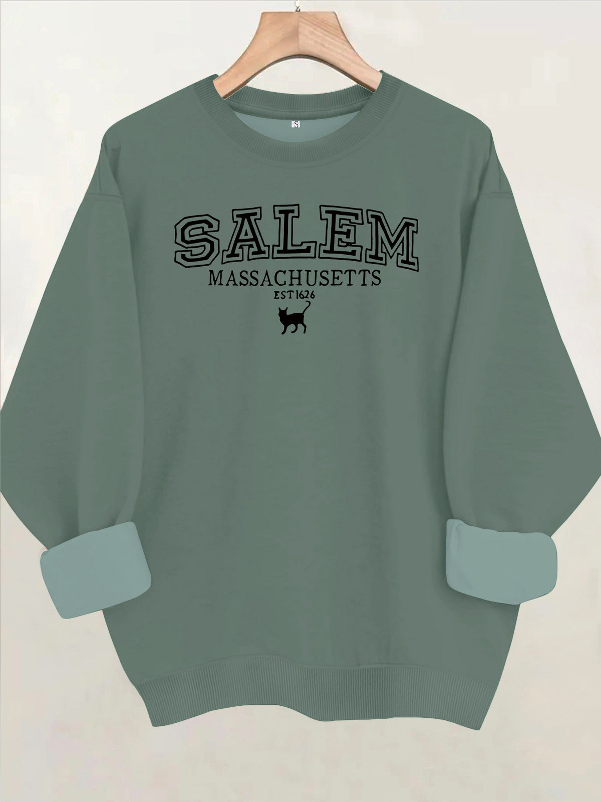Printed loose long sleeved fleece hoodie
