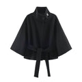 Women's loose style high neck with waistband coat jacket
