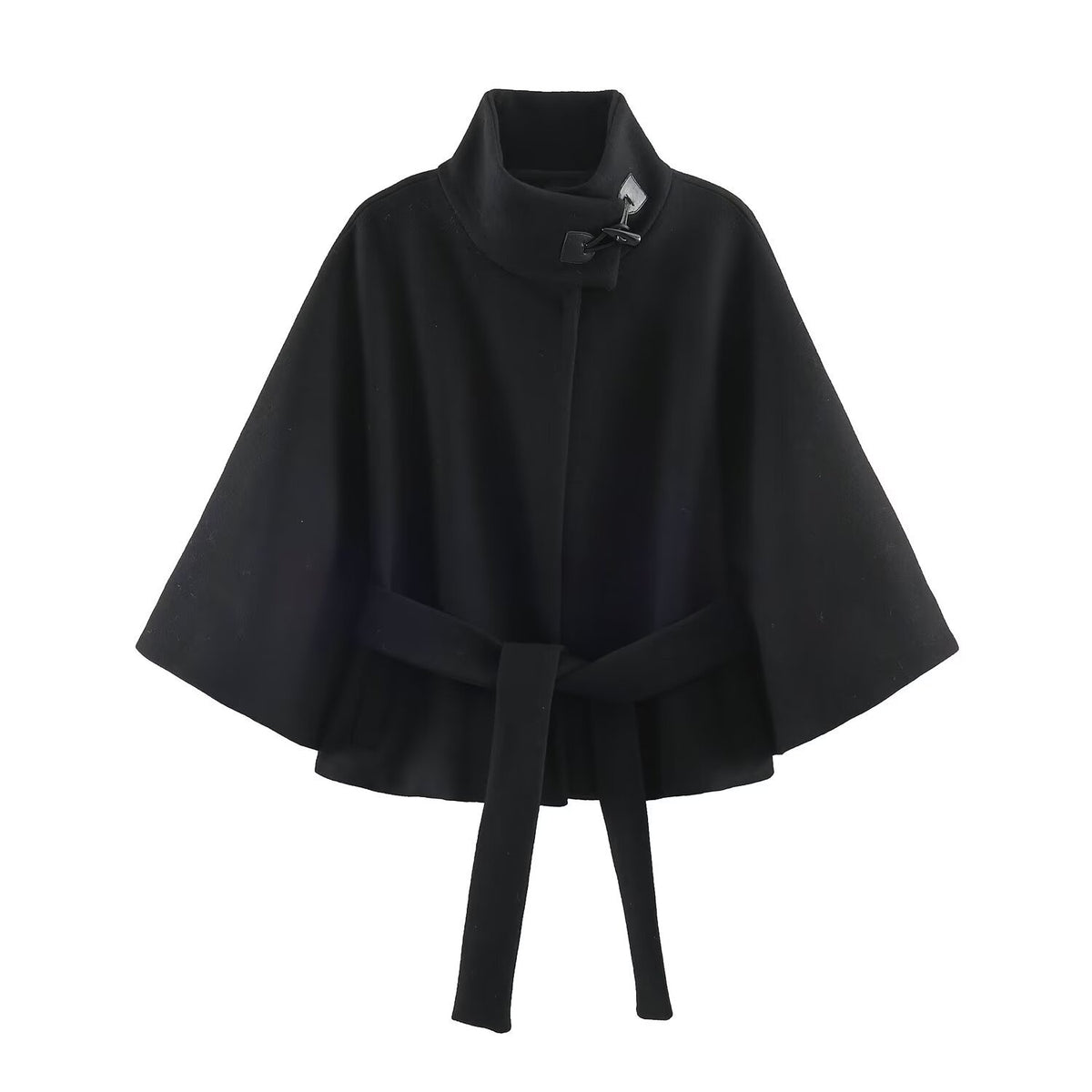 Women's loose style high neck with waistband coat jacket