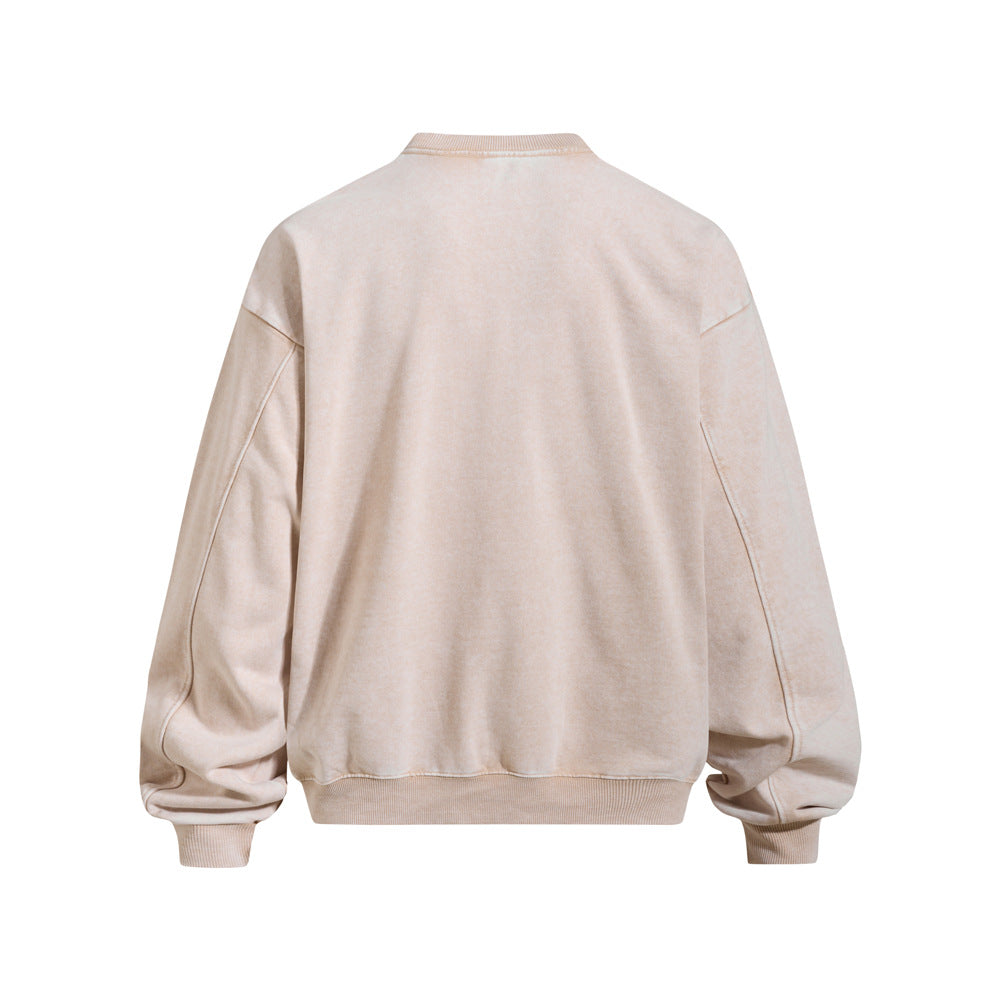 Rap Portrait Vintage Wash Long Sleeve Crew Neck Pullover Sweatshirt