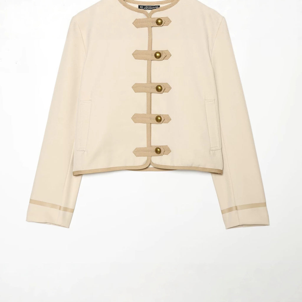 Casual loose buckle shoulder padded jacket for women