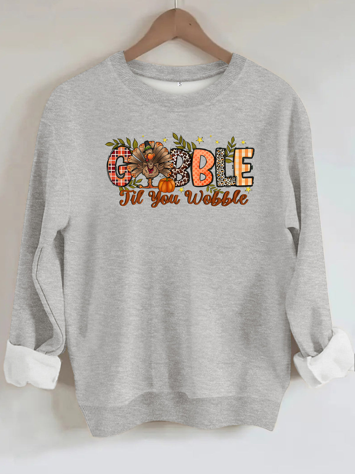 Turkey print loose fleece hoodie
