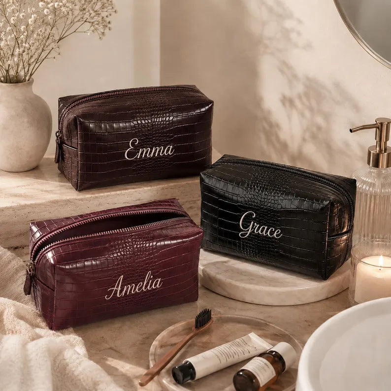 Custom-Made, Ships in 2-3 Days Makeup Bag Crocodile Storage Bag