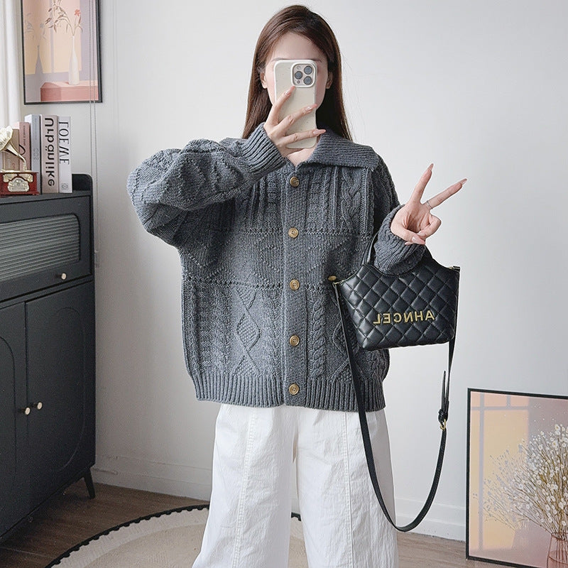 Collar long sleeved sweater