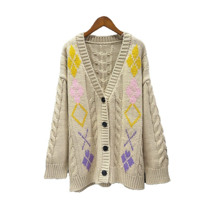 Lingge loose long sleeved sweater