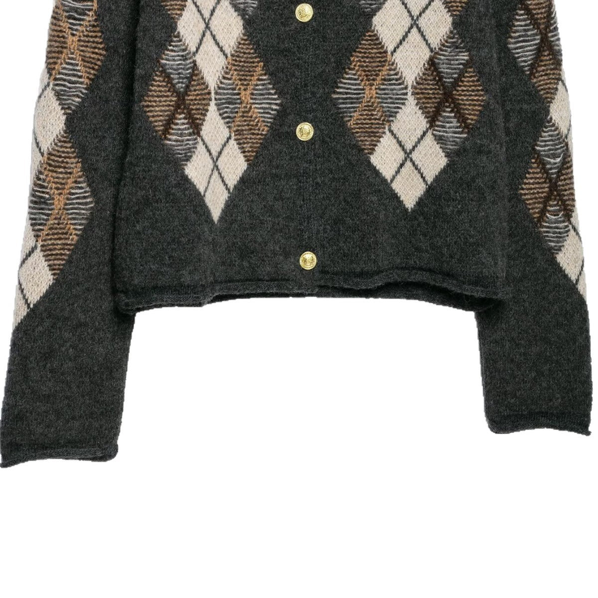 Quilted Knit Cardigan Crew Neck Sweater Top