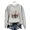 White fox print base long sleeved fleece sweatshirt