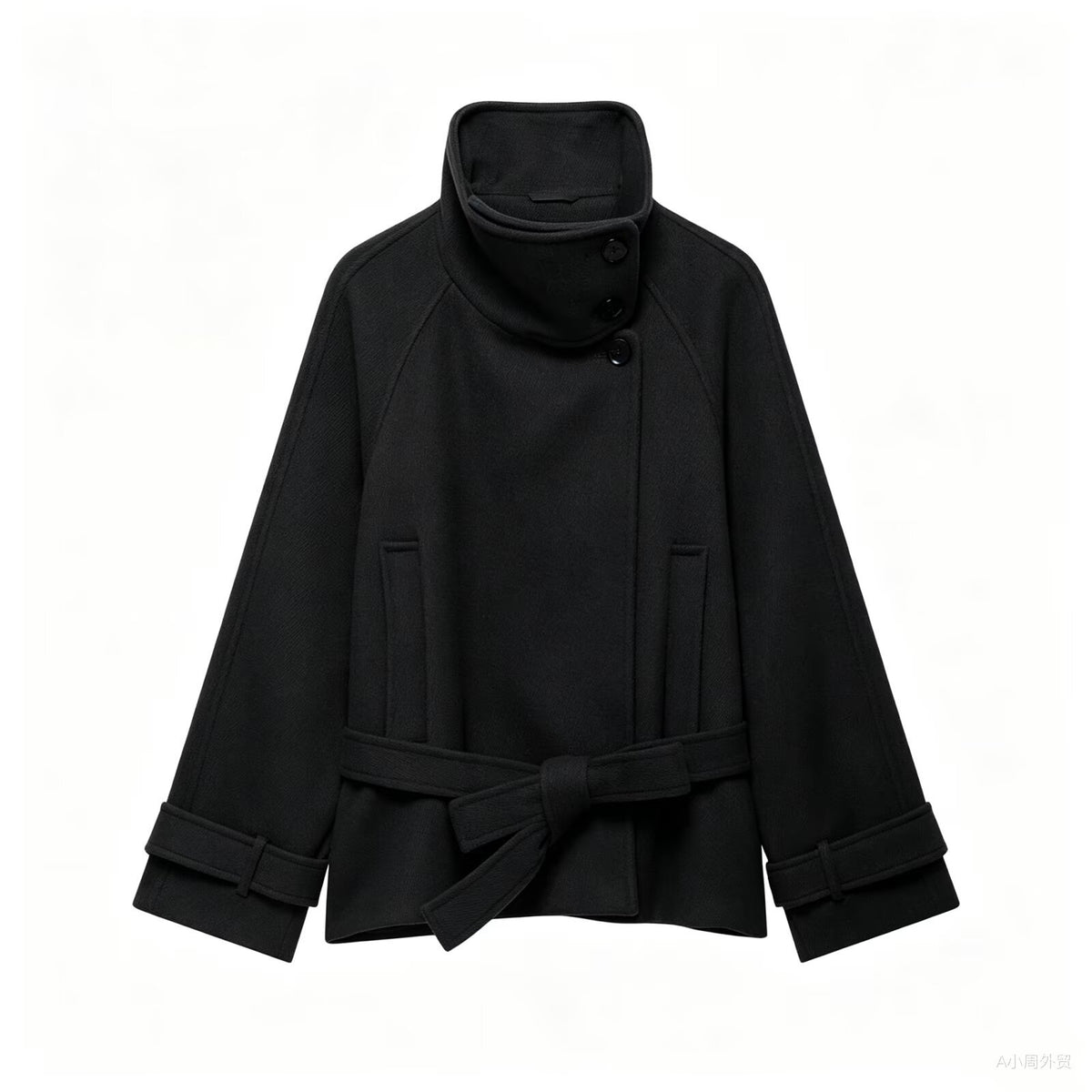 Women's minimalist stand up collar coat
