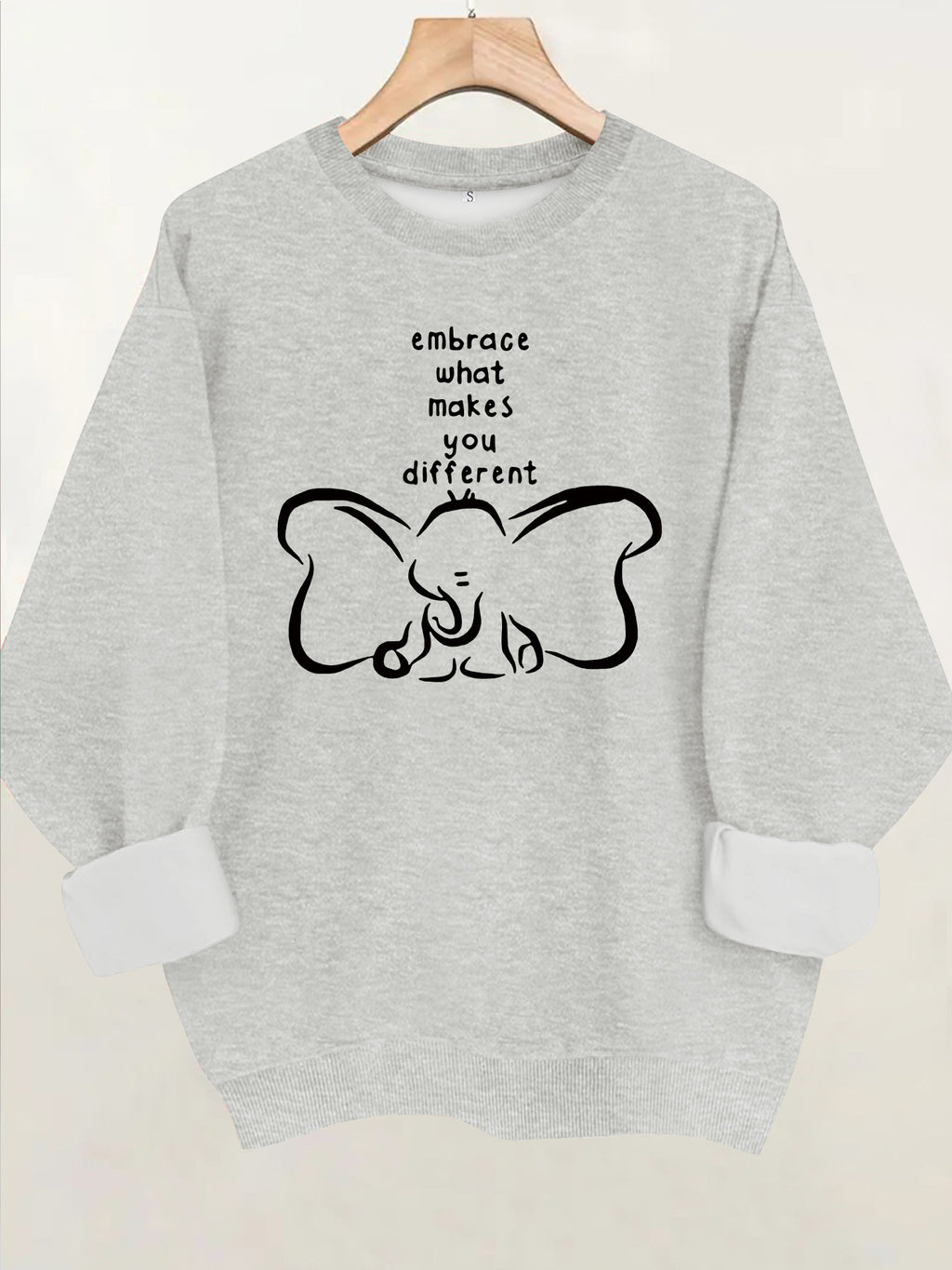 Pattern printed round neck fleece hoodie