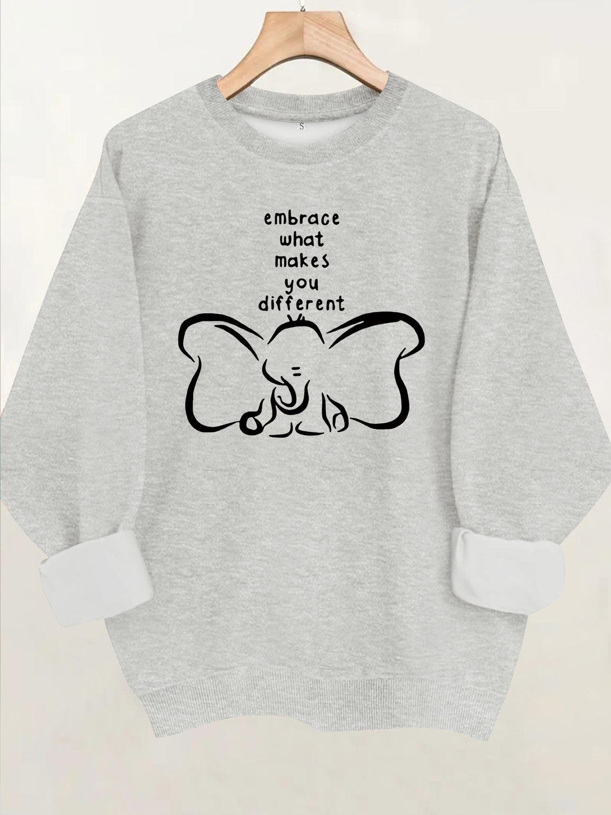 Pattern printed round neck fleece hoodie