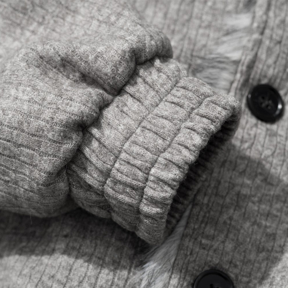 Men's Vibe Style Double-Layer High Neck Knitted Cotton Padded Jacket