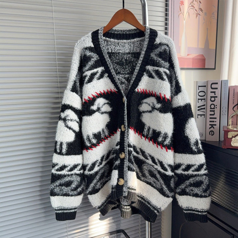 Loose V-neck sweater