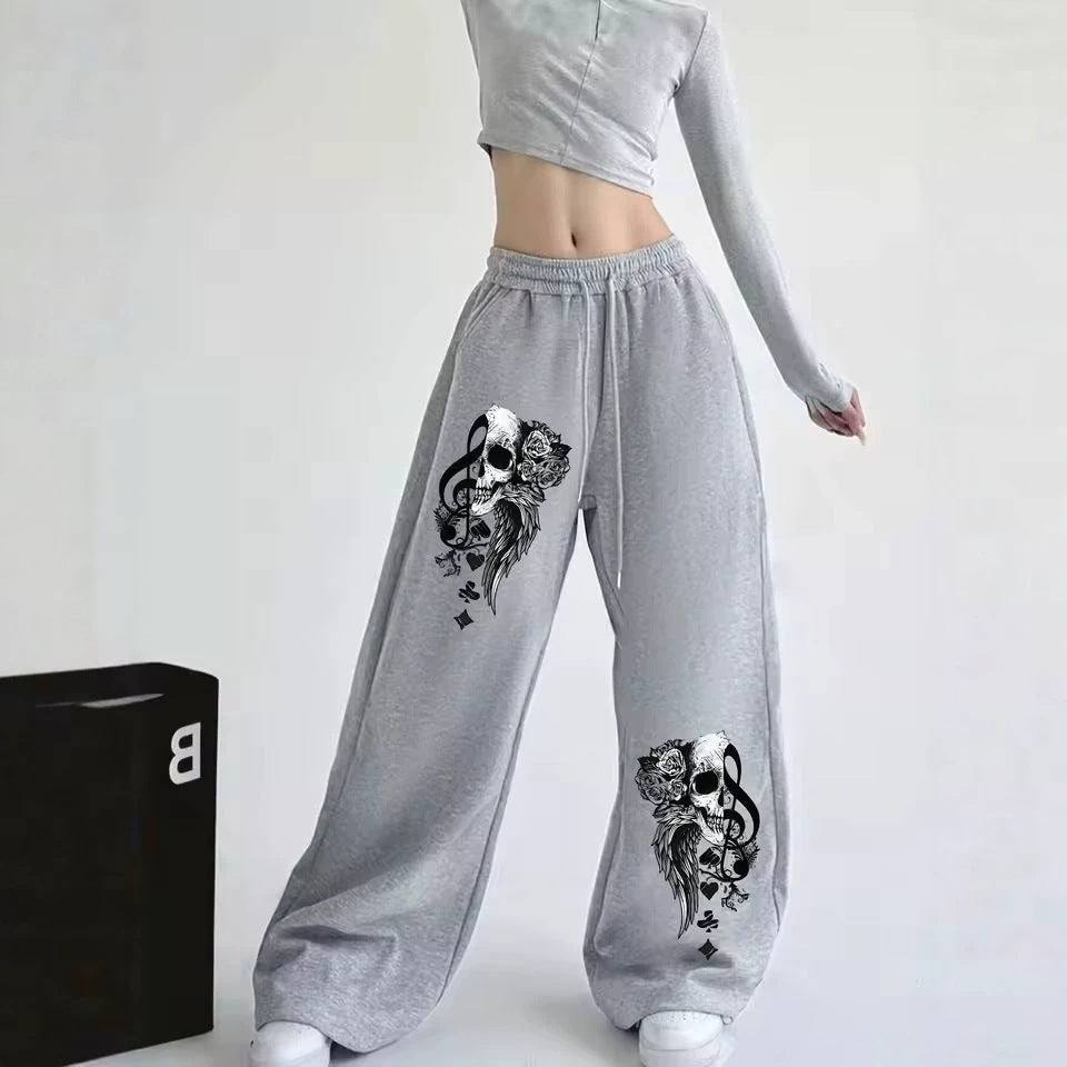 Print Wide Leg Drawstring Sweatpants