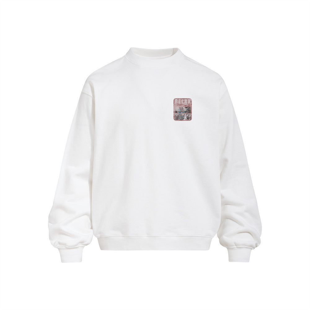 Men's  Rap Guitar Portrait Print Crewneck Sweatshirt, Loose Fit Heavyweight Casual Pullover