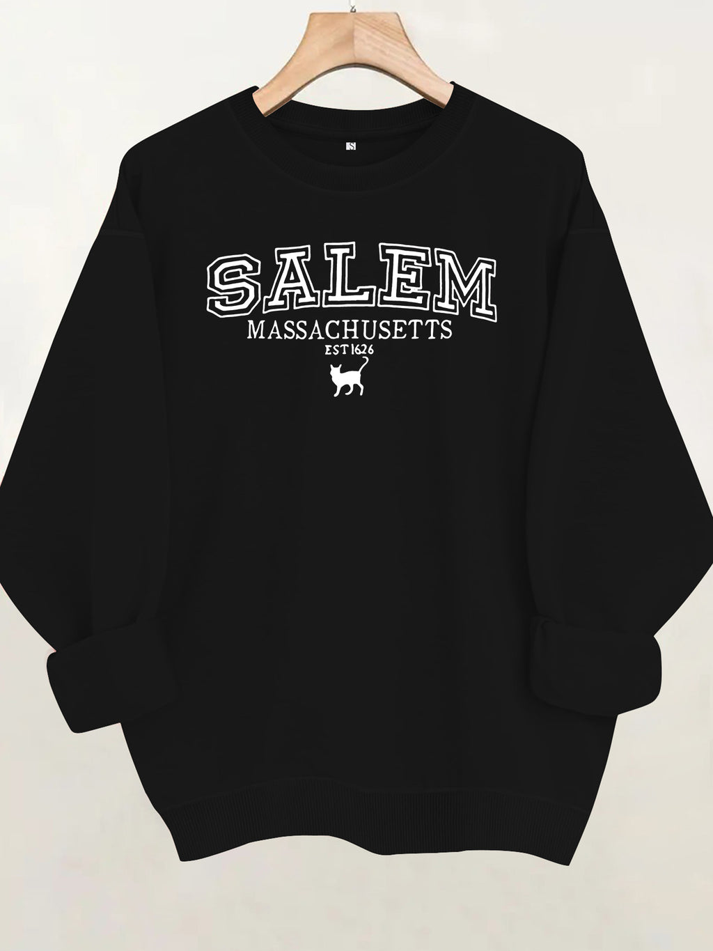 Printed loose long sleeved fleece hoodie