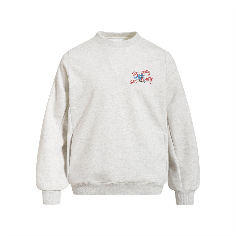 Men's Loose Fit Crewneck Graffiti Print Sweatshirt with Side Pockets