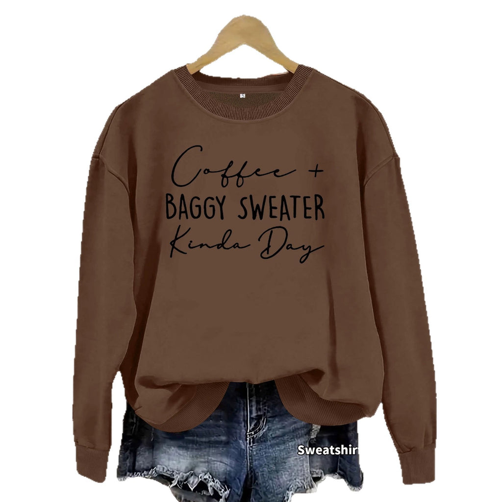 Letter printed round neck long sleeved sweatshirt