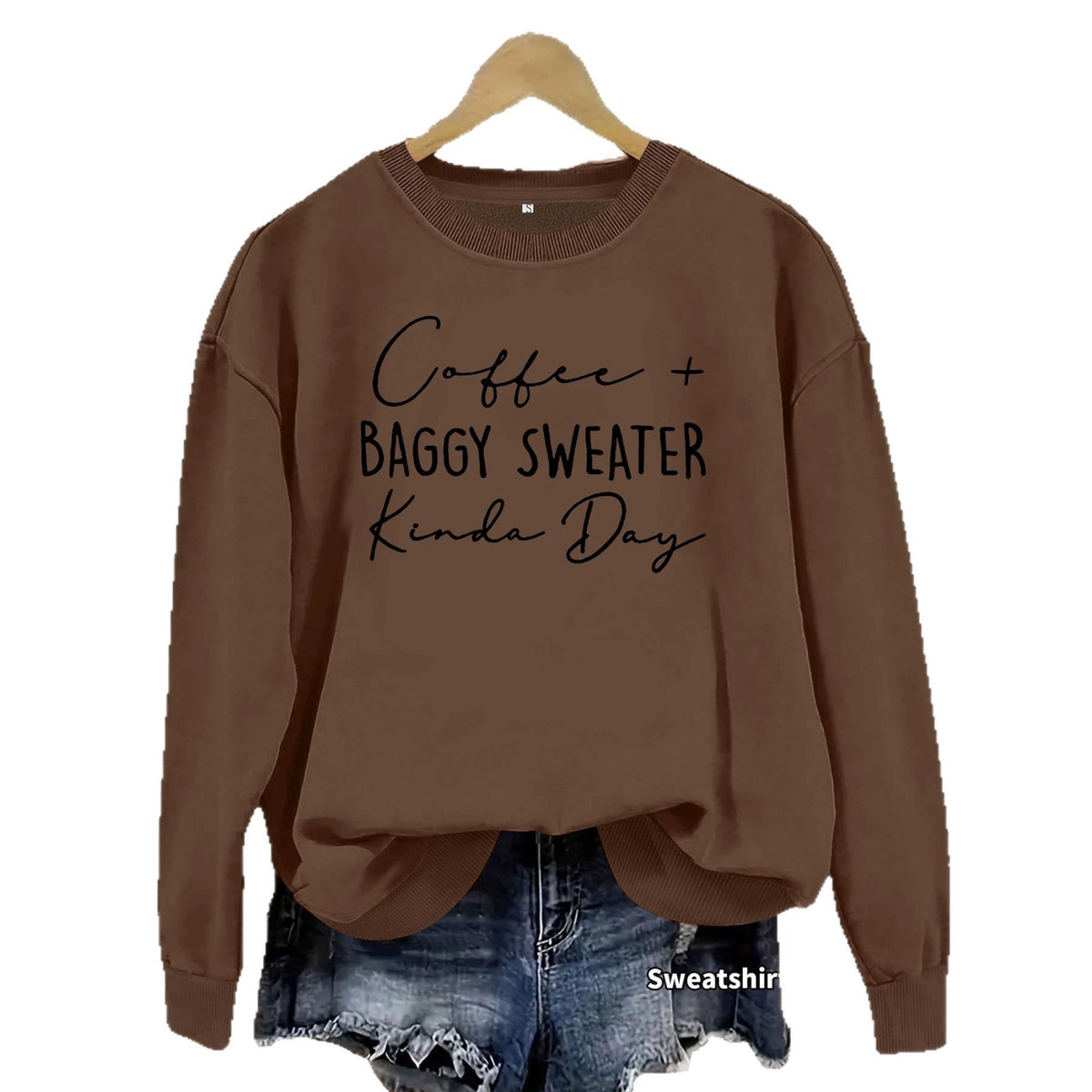Letter printed round neck long sleeved sweatshirt
