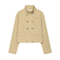 Casual double breasted long sleeved stand up collar pocket embellished jacket
