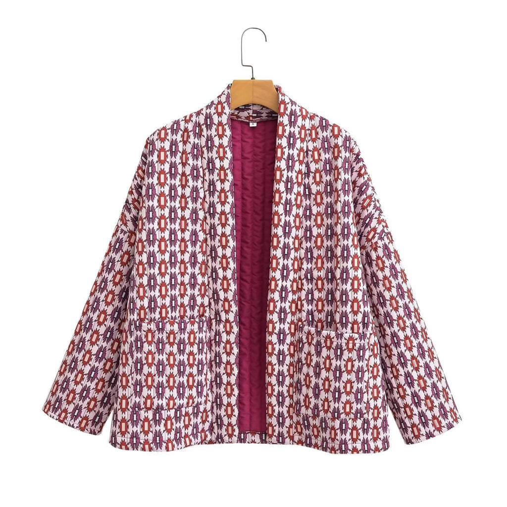 Quilted Cotton Jacket for Women Loose Casual Coat