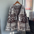 Tassel jacquard cardigan sweater