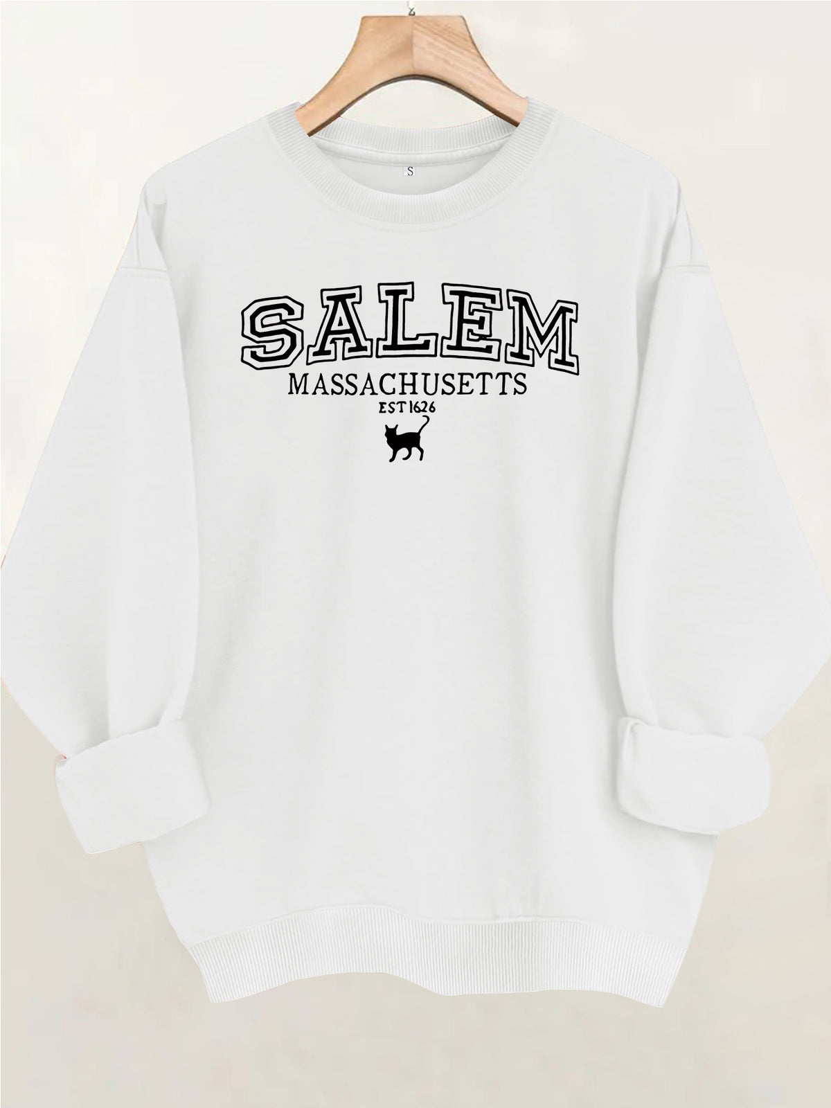 Printed loose long sleeved fleece hoodie