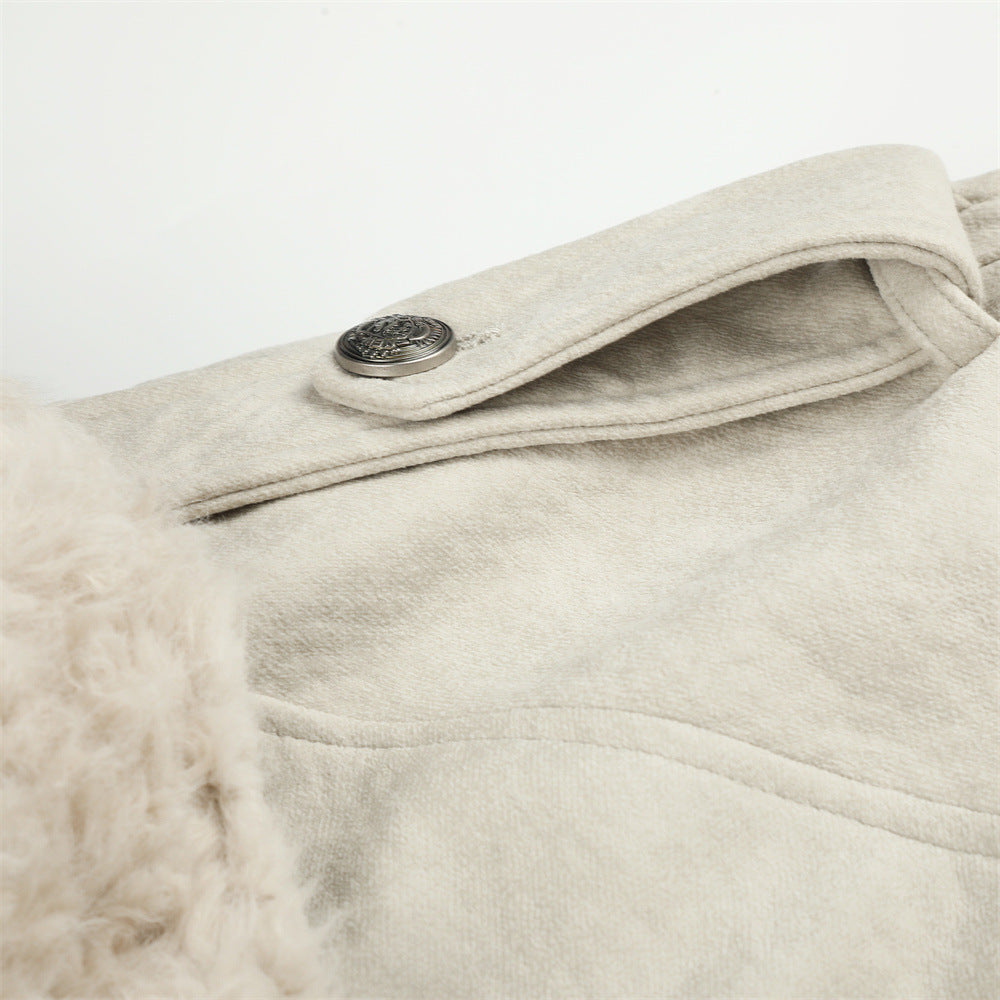 Double-Breasted Stand Collar Belted Relaxed Fit Men's Cotton Jacket