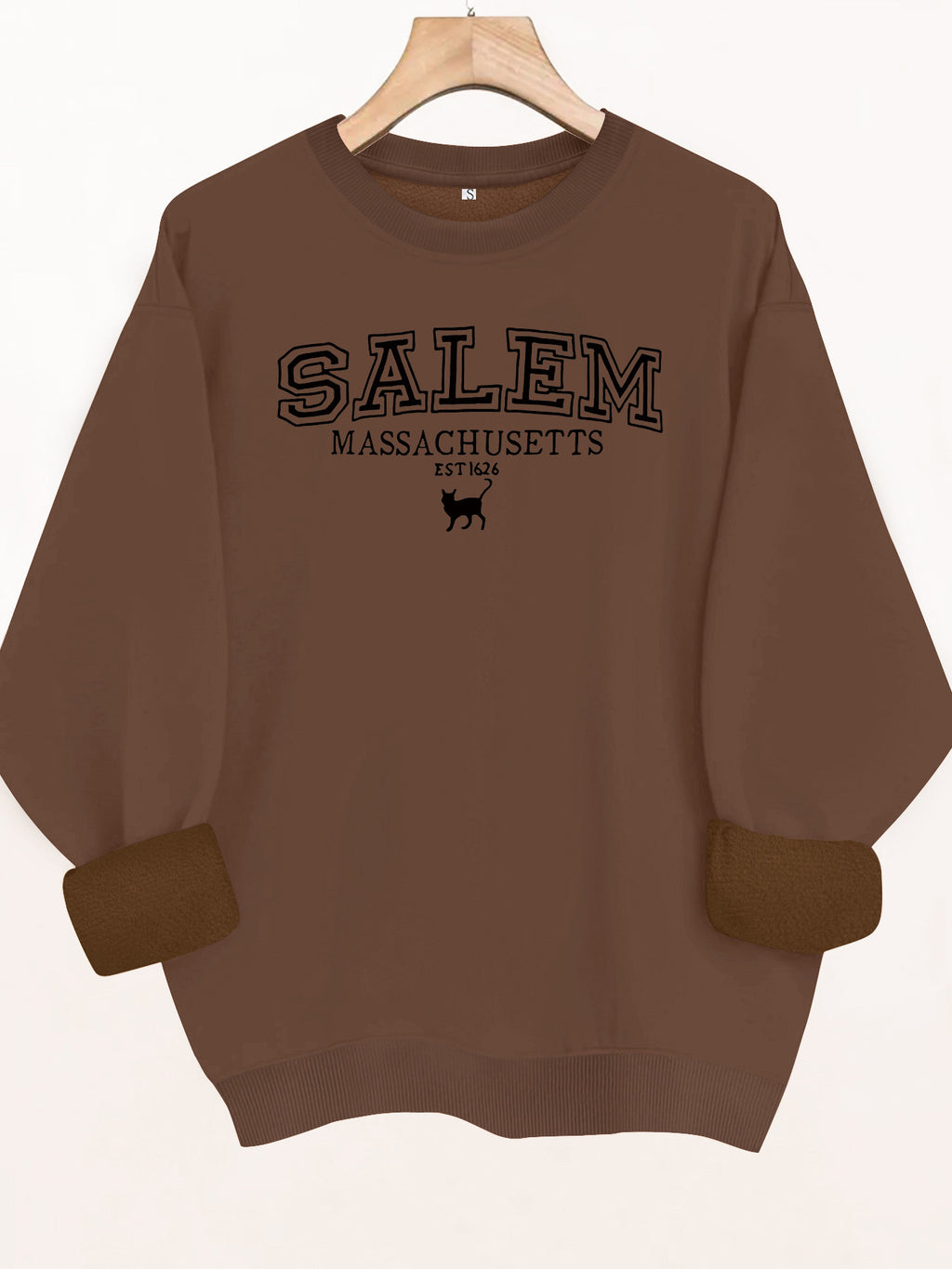 Printed loose long sleeved fleece hoodie
