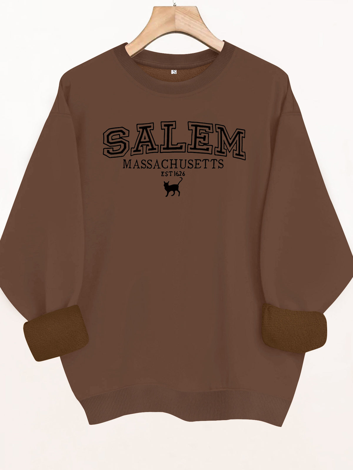 Printed loose long sleeved fleece hoodie