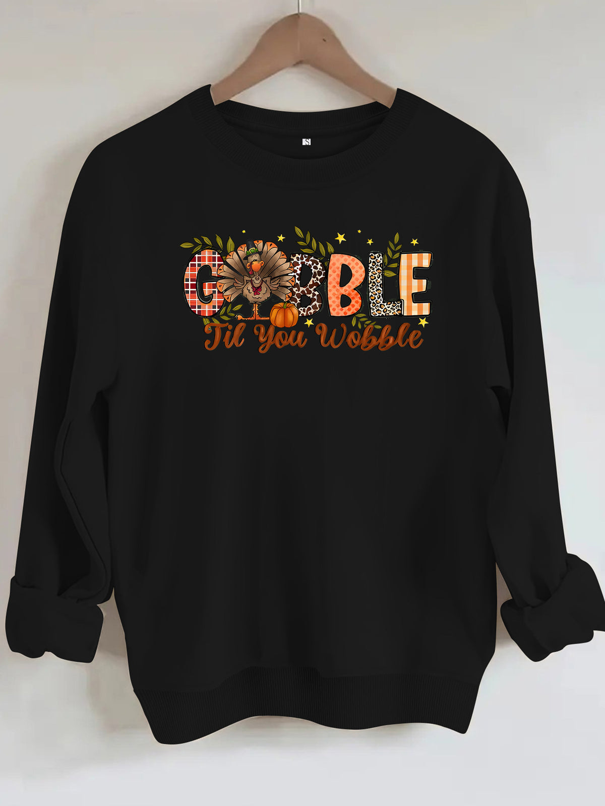 Turkey print loose fleece hoodie