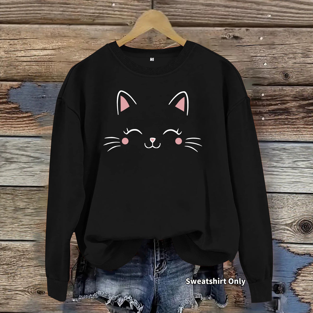 Cat face printed hoodie