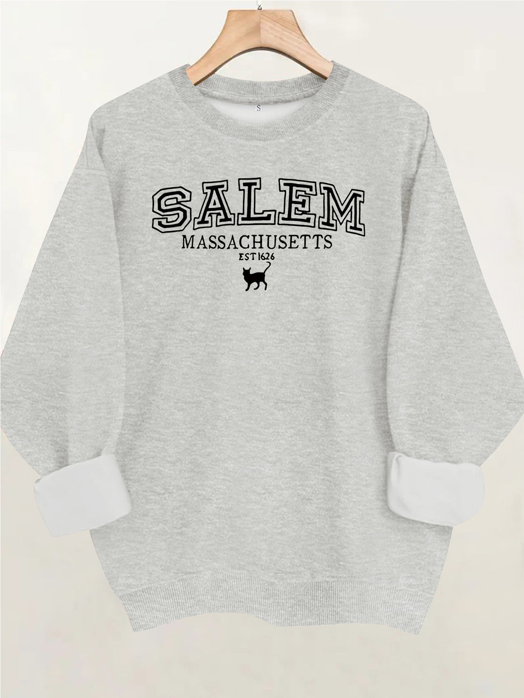 Printed loose long sleeved fleece hoodie