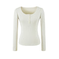 Minimalist Slim Fit Long Sleeve U-Neck T-Shirt
