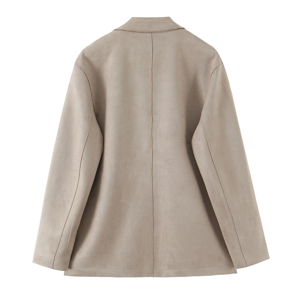 Long sleeved suede effect suit jacket for women