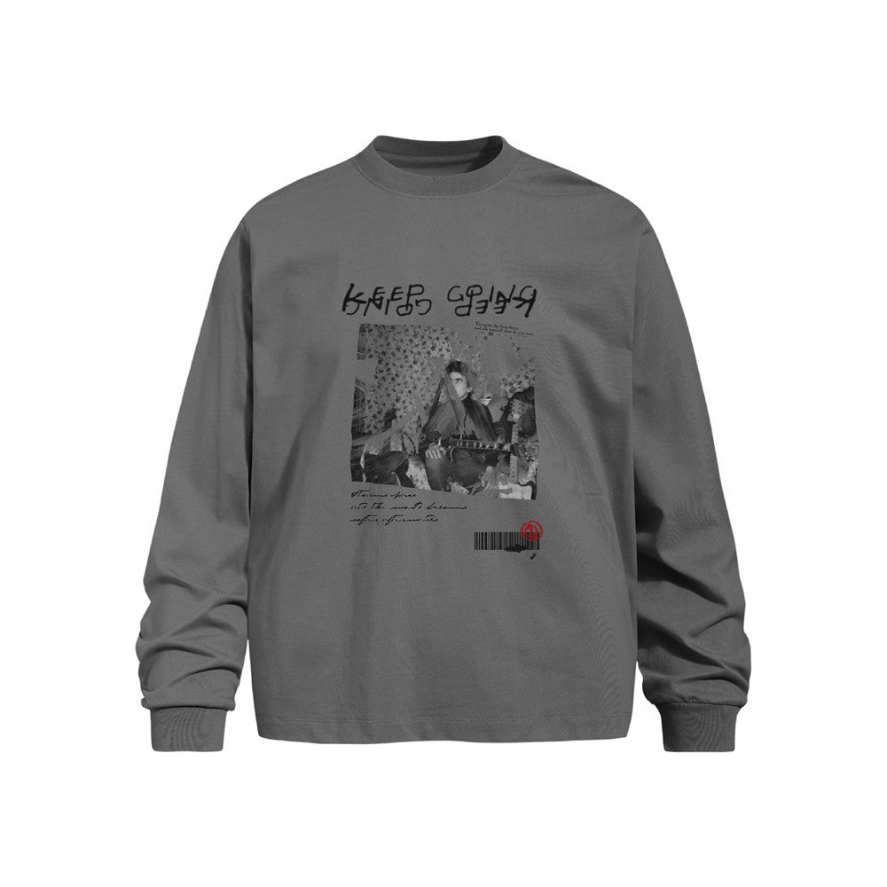 Hip Hop Character Print Long Sleeve Crew Neck Casual T-Shirt