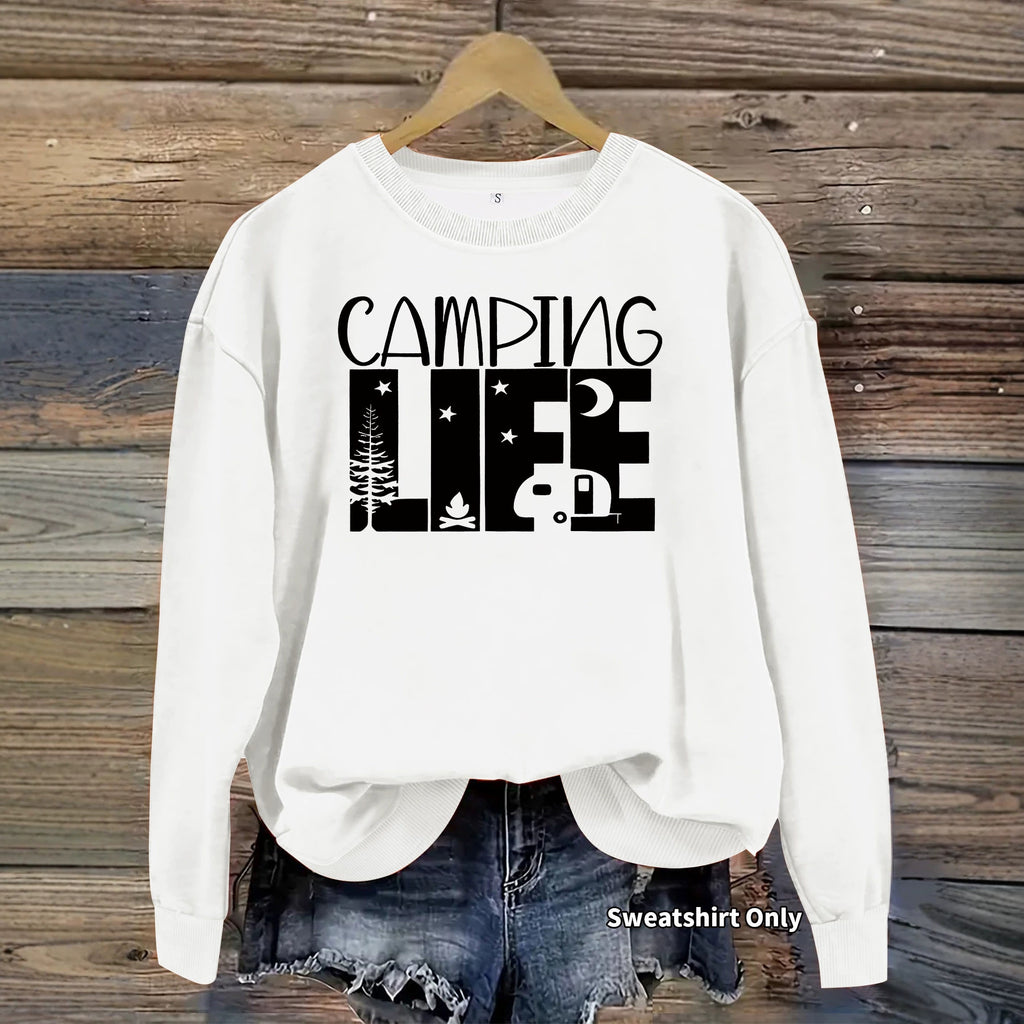 Round neck shirt with star moon letter print hoodie
