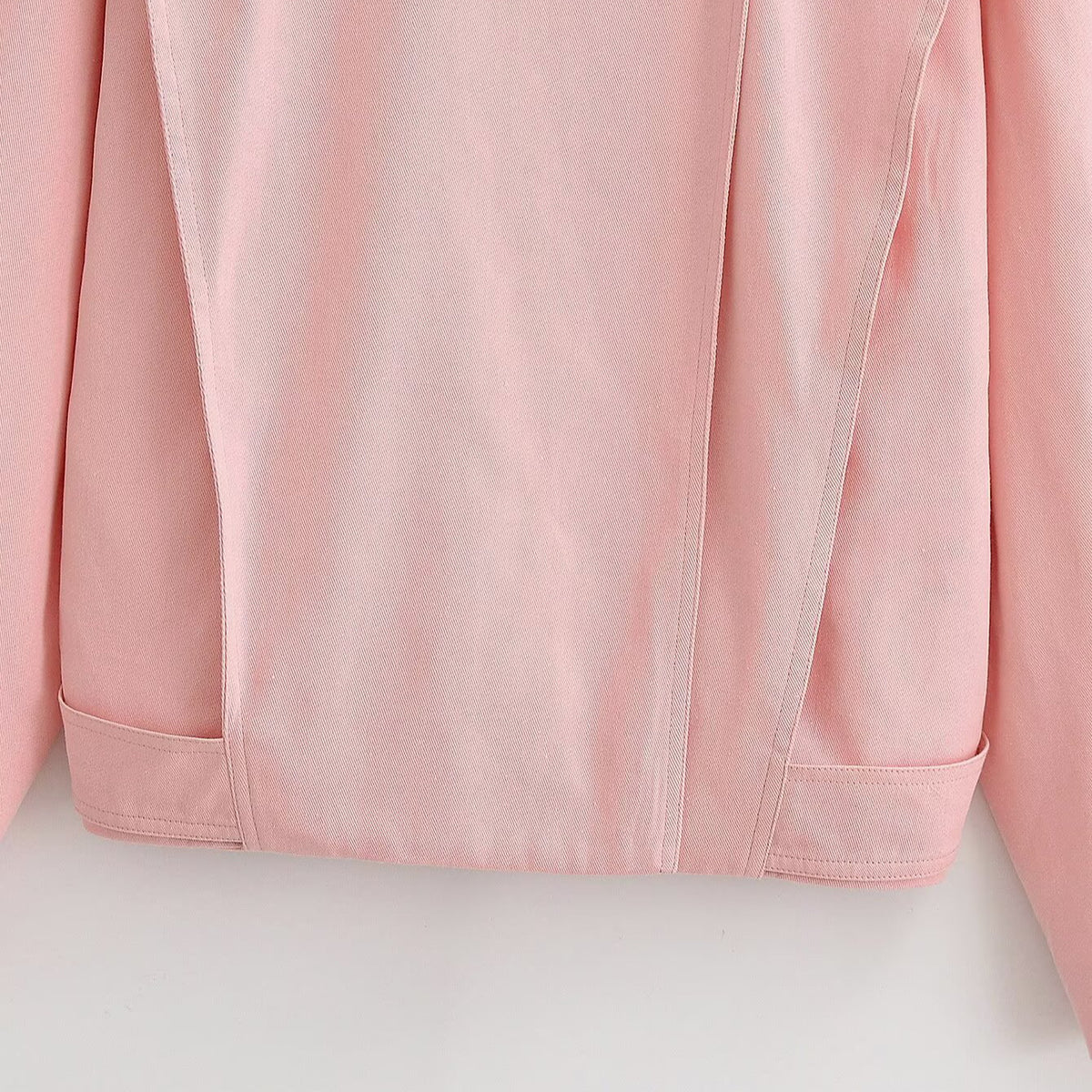 Simple and versatile long sleeved stand up collar breasted short jacket